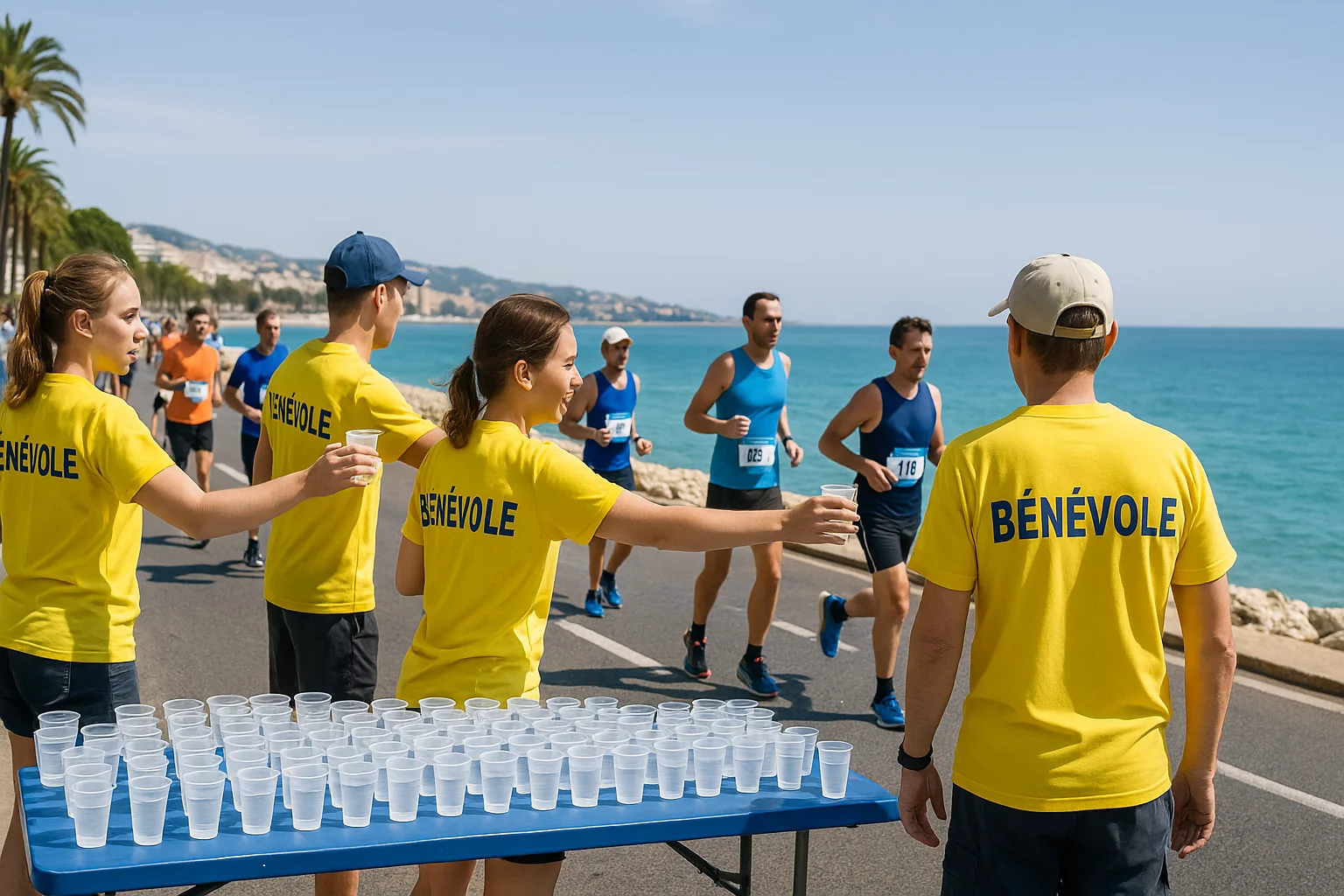 Bénévoles sur un événement sportif