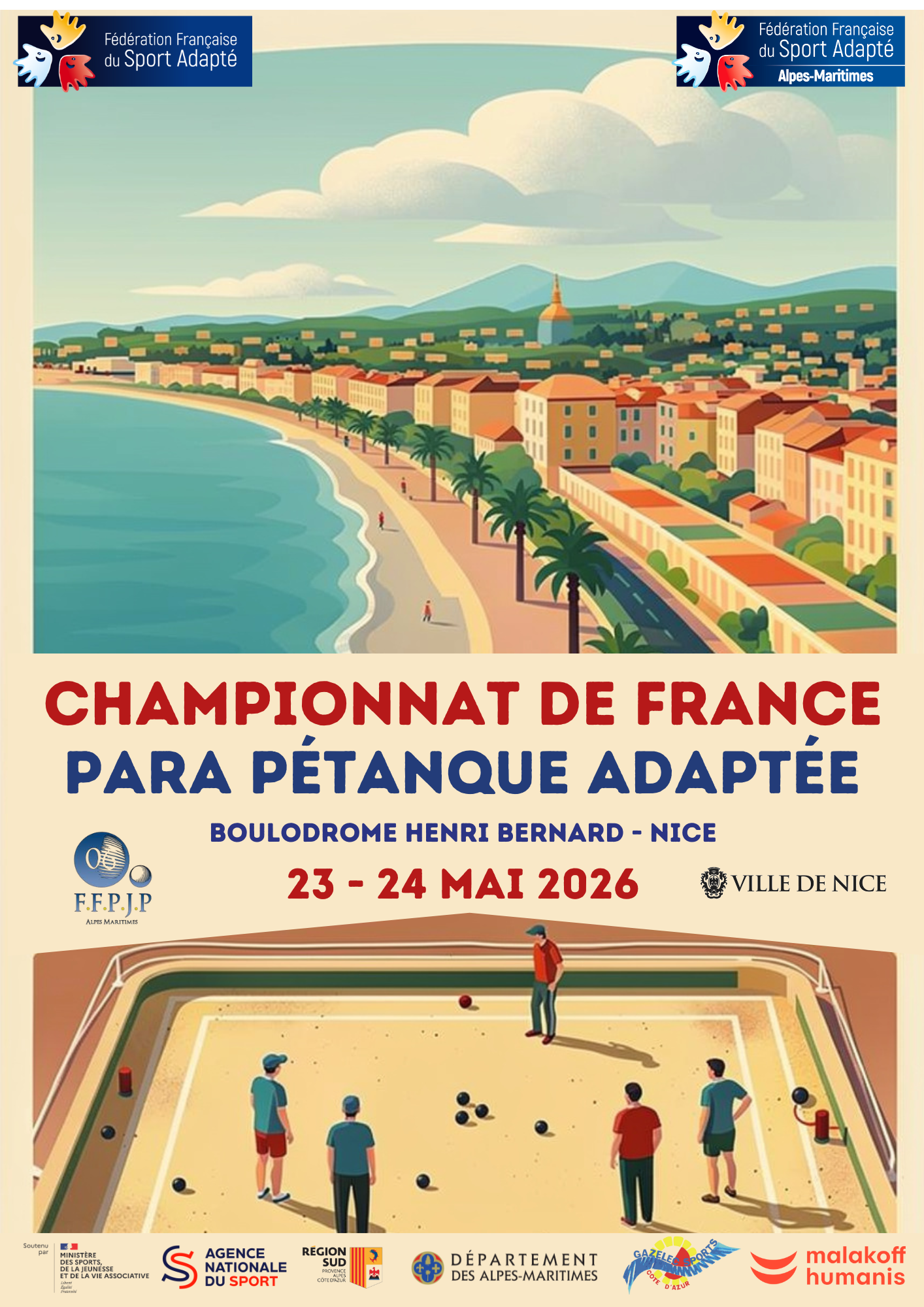Mission bénévole : Championnat de France de Para Pétanque Adaptée 2026 · Nice · 22 mai 2026